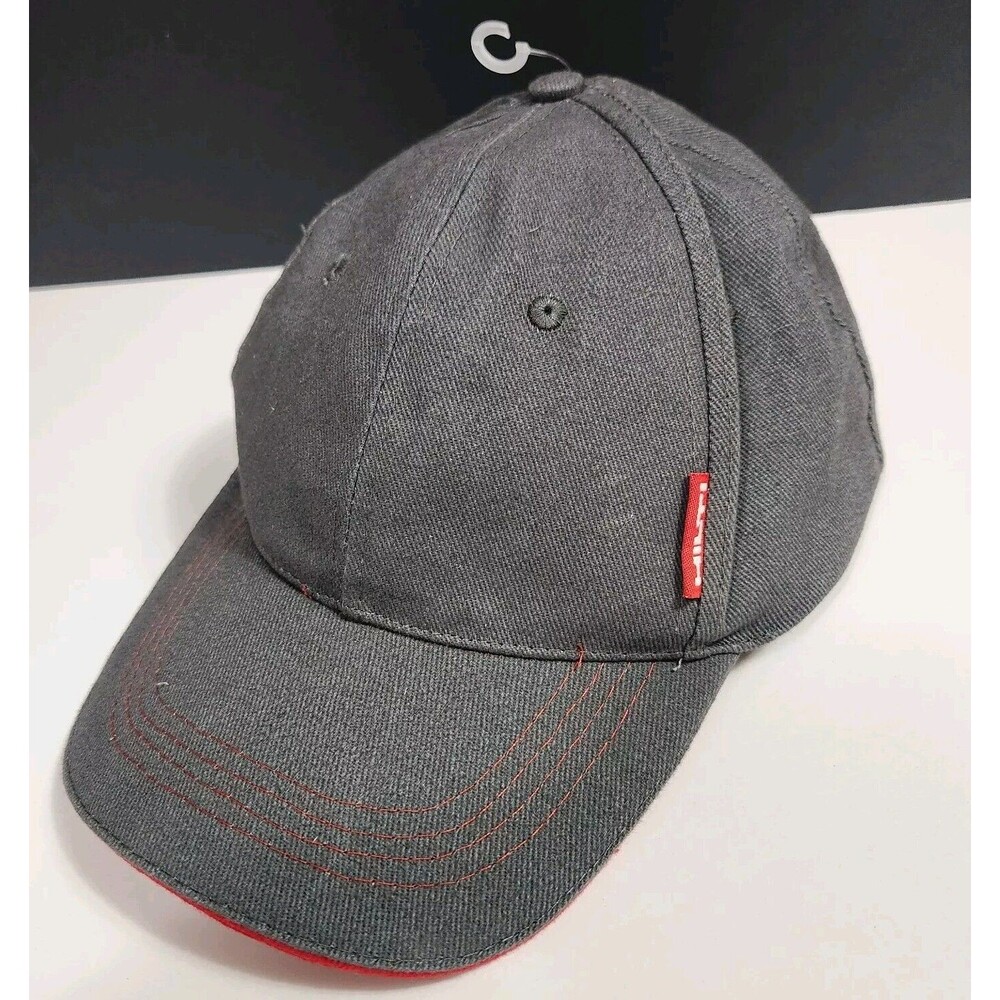 Hilti Ball Hat Adjustable Baseball Cap Adult Dark Gray with Red Trim Strapback